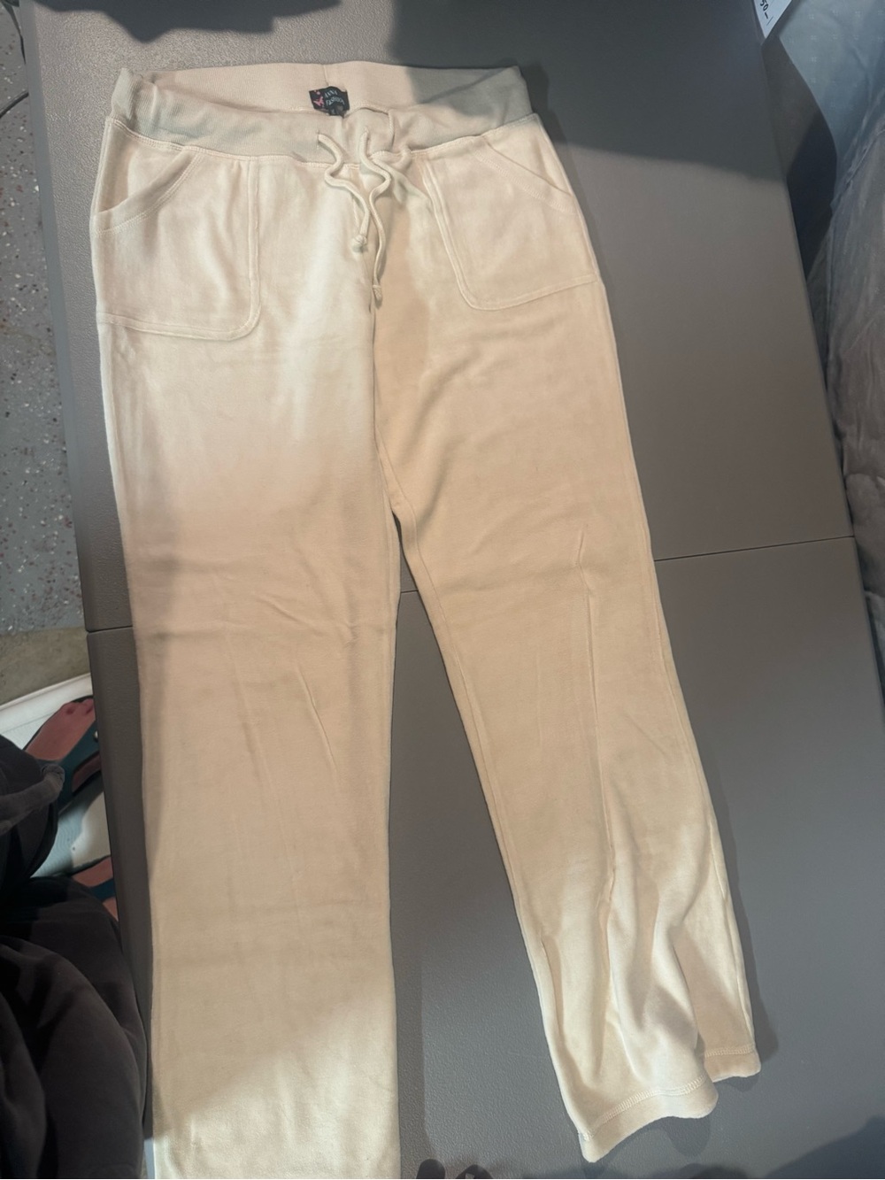 Neutral Cream Drawstring Jogger Pants